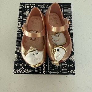 Mini Melissa Toddler Beauty & Beast Rose Gold Mary Jane Shoes Size 5